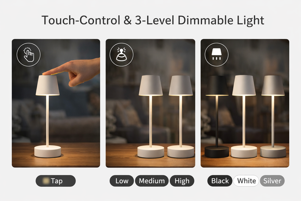 BLSR Touch Lamp – Lampada LED Wireless Ricaricabile con Accensione Touch e Luce Dimmerabile